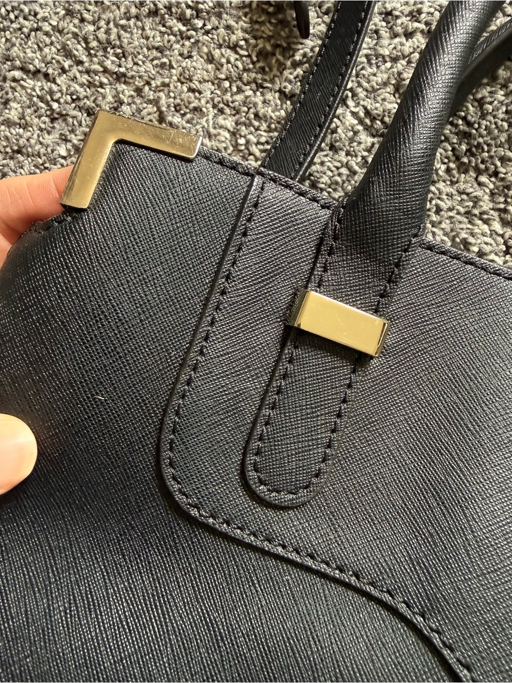 Rebecca Minkoff Amorous Satchel Black Saffiano Leather Gold Crossbody Bag - Picture 8 of 16